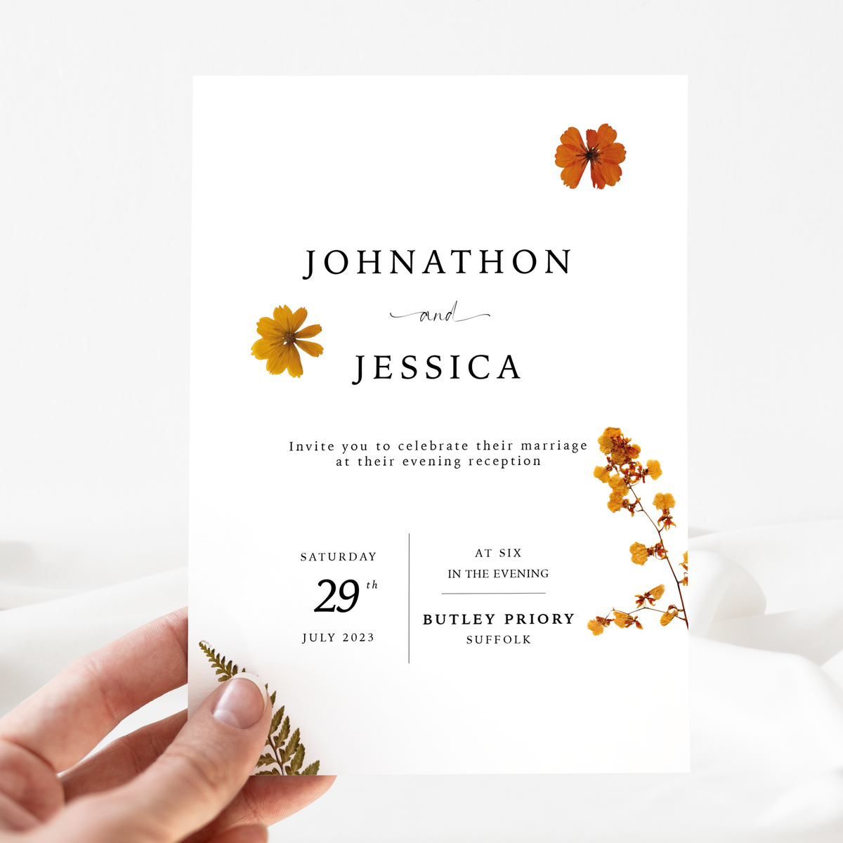 Pressed Flower: Evening Invitation