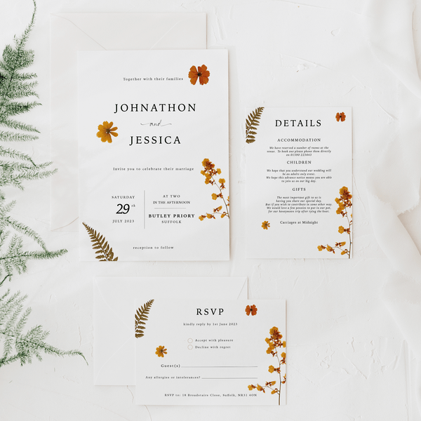 Pressed Flower Invitation Suite