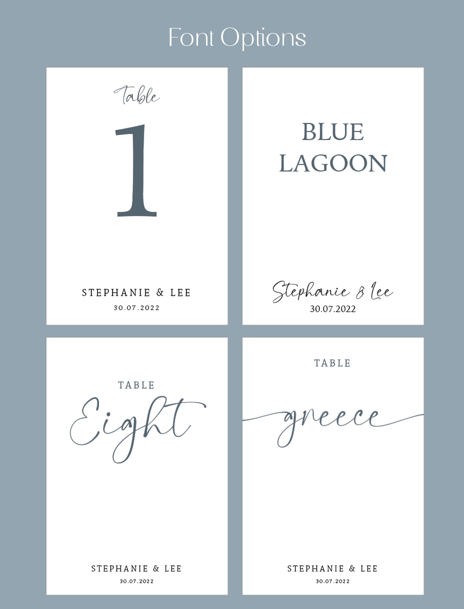 Minimalist Wedding Table Numbers