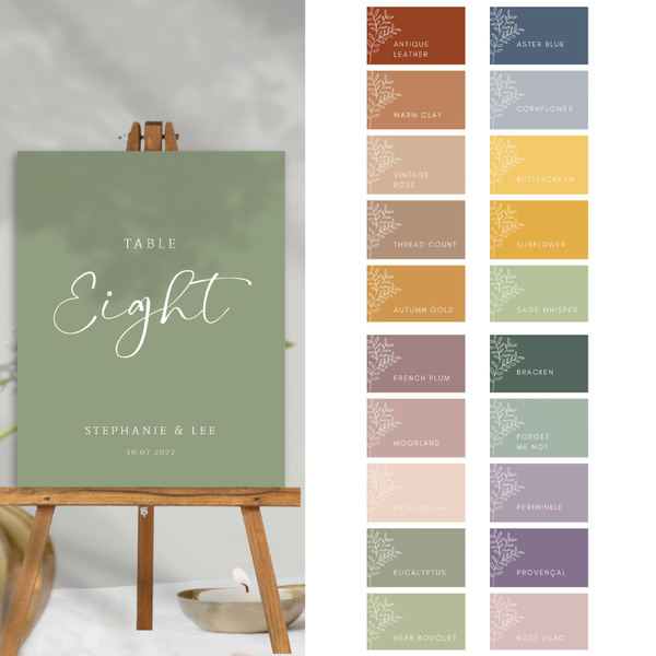 Full Colour Table Numbers