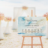 Personalised Seascape Welcome Sign, Foamex Signs A1, A2, Wedding Schedule, Beach Wedding, Destination Wedding, Wedding Decor, Aisle Decor.