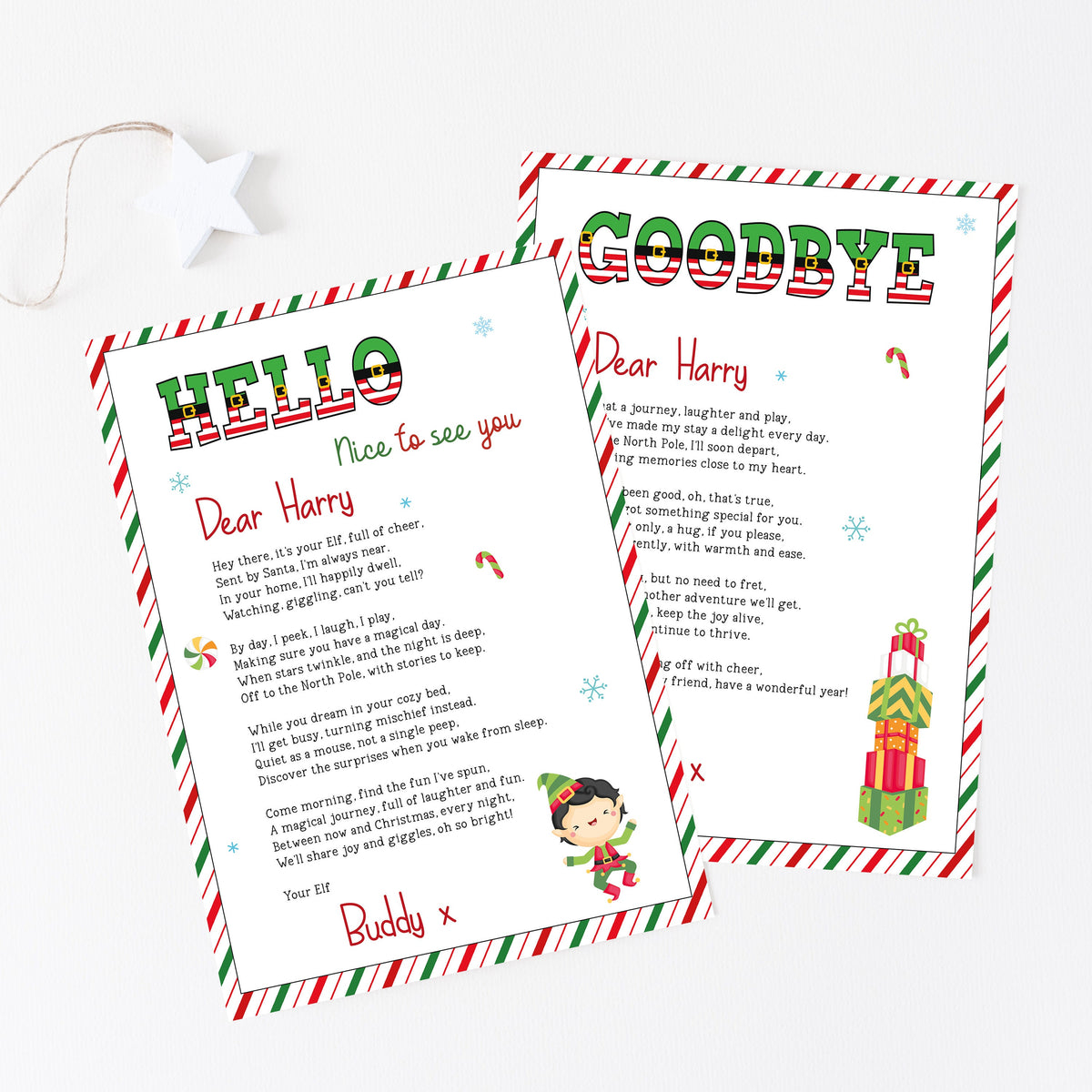 Personalised Elf Letter, Elf Arrival / Departure Letter & Envelope Set, Elf Announcement Set, Stocking Filler, North Pole Letter,