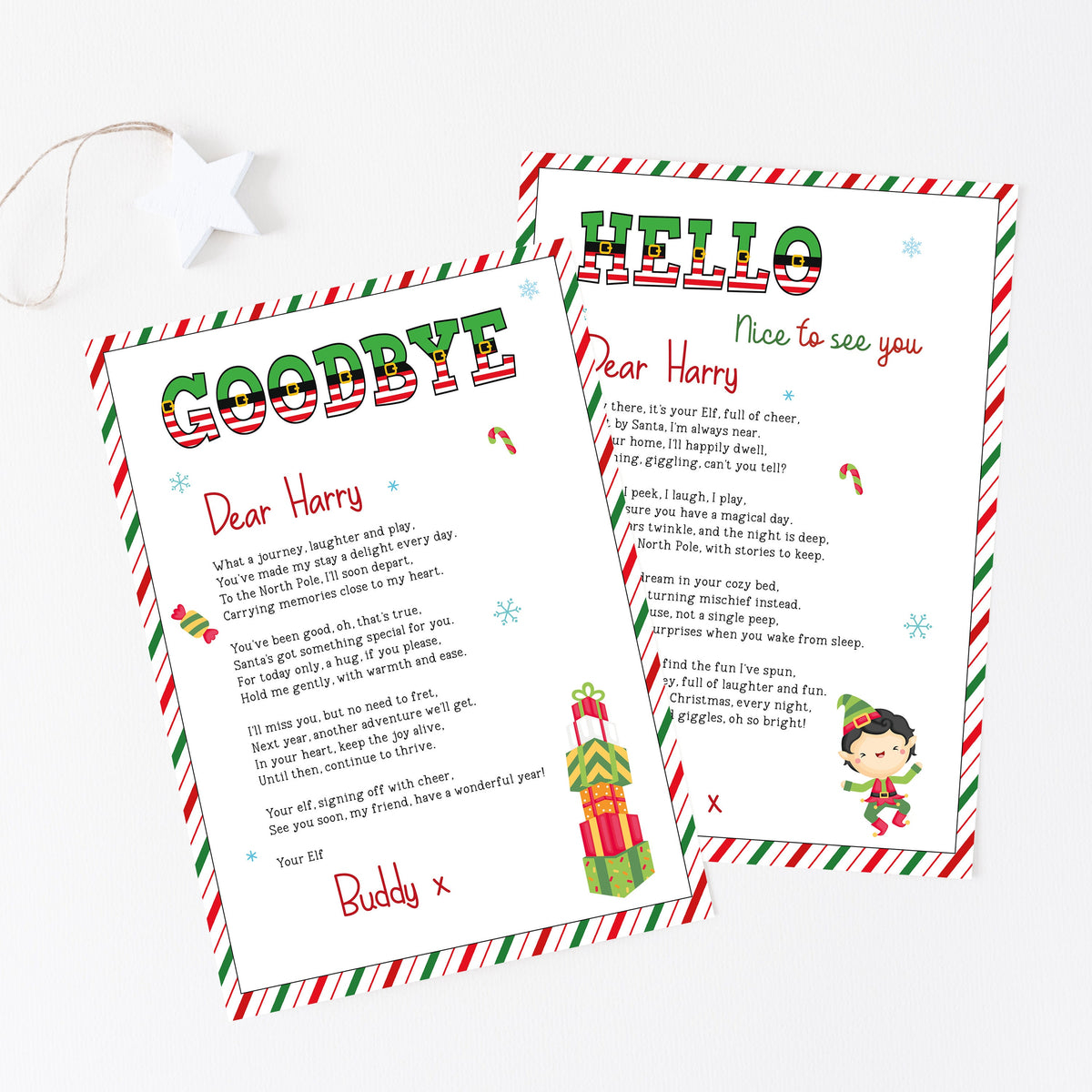 Personalised Elf Letter, Elf Arrival / Departure Letter & Envelope Set, Elf Announcement Set, Stocking Filler, North Pole Letter,
