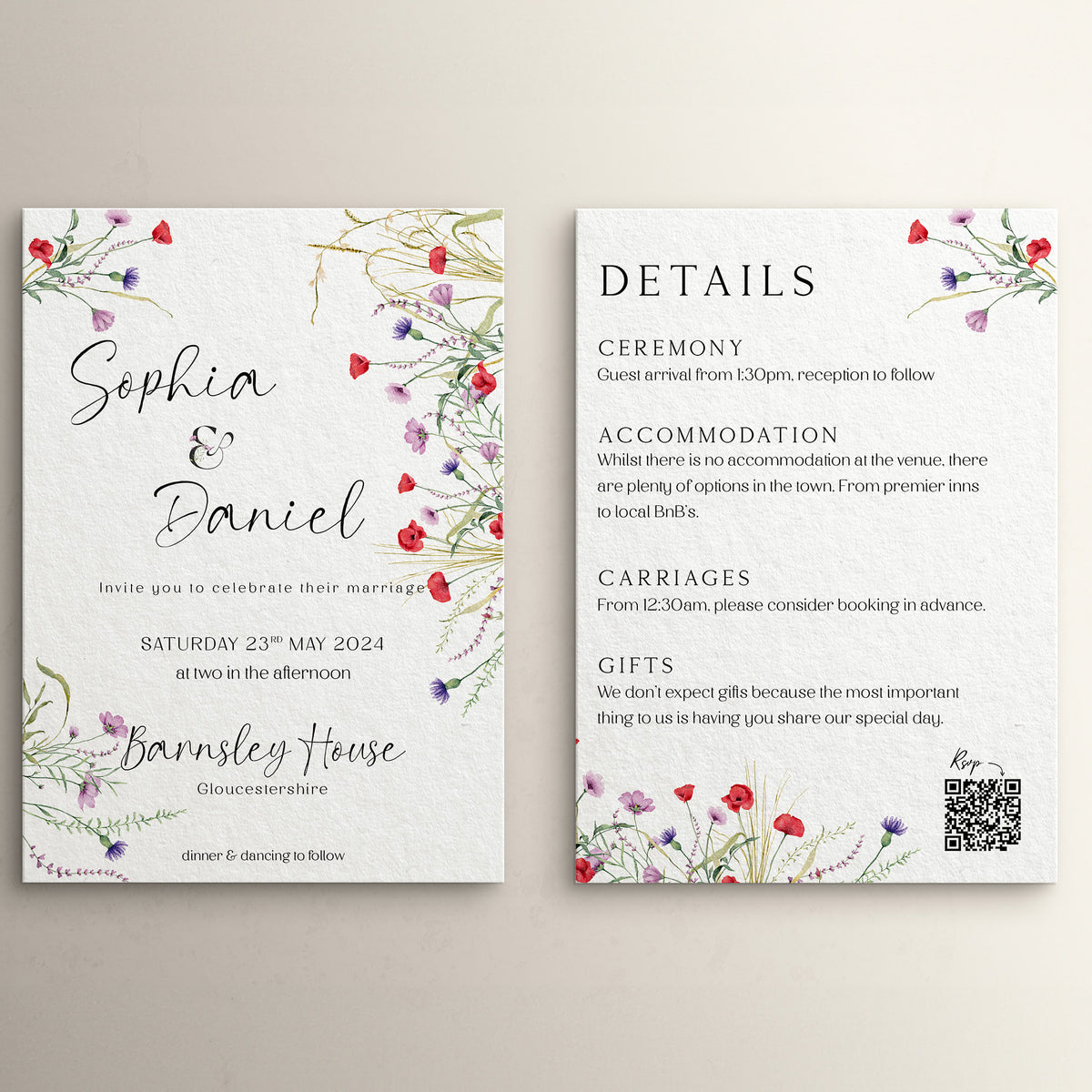 Wildflower Double Sided Invitations
