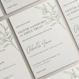 Wedding Invitation Sage Flower Design, Sage Wedding Stationery, Sage Flower Wedding Invites, Double Sided Invitations, Printed Invites