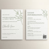 Wedding Invitation Sage Flower Design, Sage Wedding Stationery, Sage Flower Wedding Invites, Double Sided Invitations, Printed Invites