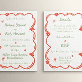 Wedding Invites, Hand Drawn Scribble Illustrations, Funky, Colourful, Whimsical, Double Sided Invitations, Modern Wedding Invitations.