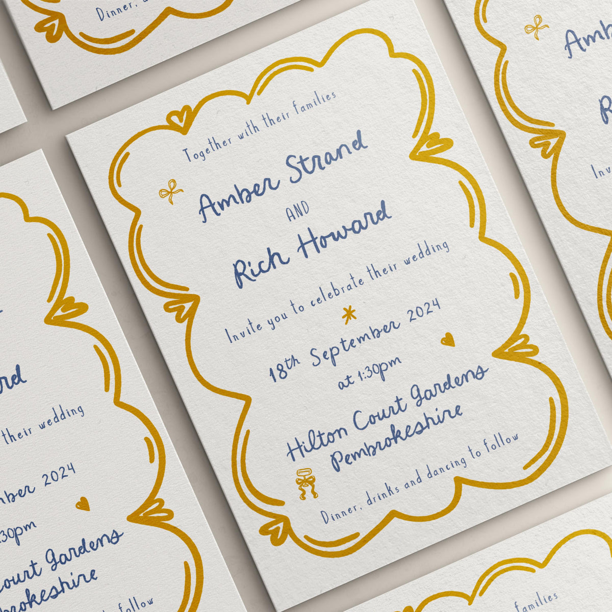Wedding Invites, Hand Drawn Scribble Illustrations, Funky, Colourful, Whimsical, Double Sided Invitations, Modern Wedding Invitations.
