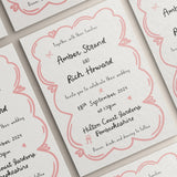 Wedding Invites, Hand Drawn Scribble Illustrations, Funky, Colourful, Whimsical, Double Sided Invitations, Modern Wedding Invitations.