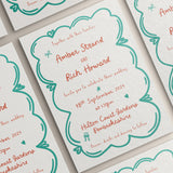 Wedding Invites, Hand Drawn Scribble Illustrations, Funky, Colourful, Whimsical, Double Sided Invitations, Modern Wedding Invitations.