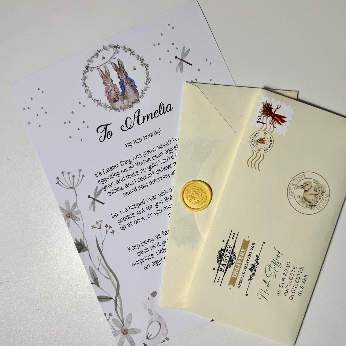 Personalised Easter Bunny Letter, Letter from the Easter Bunny, Easter Rabbit Certificate, Easter Keepsake Gift, Easter Gift, Easter Gift.