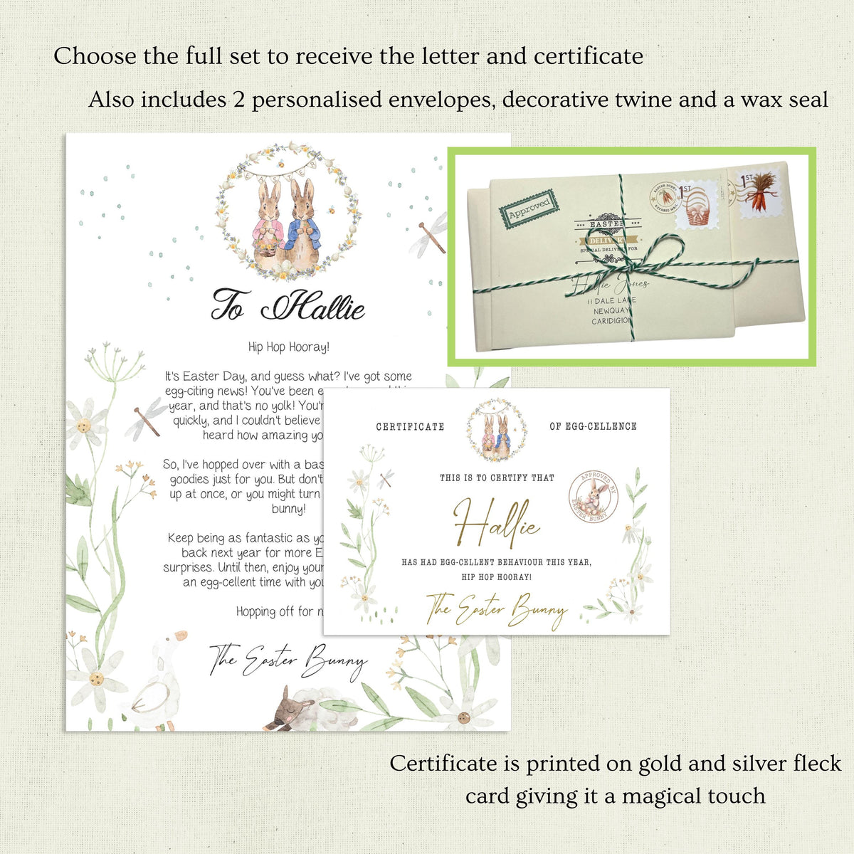 Personalised Easter Bunny Letter, Letter from the Easter Bunny, Easter Rabbit Certificate, Easter Keepsake Gift, Easter Gift, Easter Gift.