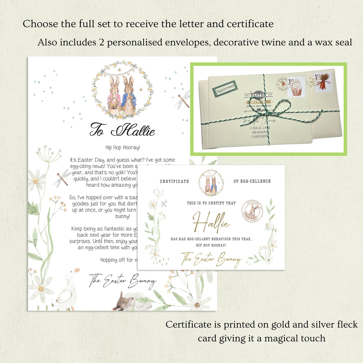 Personalised Easter Bunny Letter, Letter from the Easter Bunny, Easter Rabbit Certificate, Easter Keepsake Gift, Easter Gift.