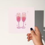 Pink Glases Christmas Card: Elegant Xmas Greeting Card