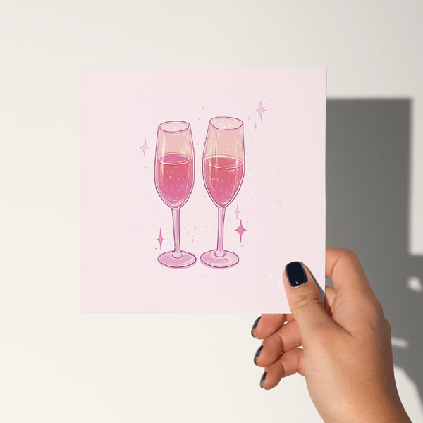 Pink Glases Christmas Card: Elegant Xmas Greeting Card