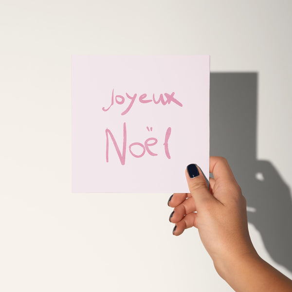 Pink Joyeux Noel Christmas Card: Elegant Xmas Greeting Card