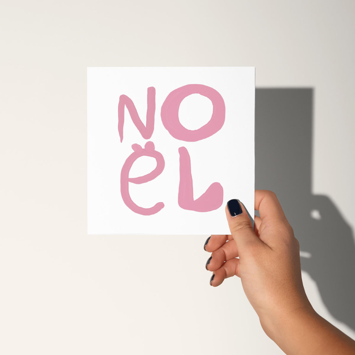 Pink Noel Christmas Card: Elegant Xmas Greeting Card