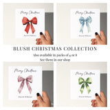 Watercolour Green Bow Christmas Card: Elegant Xmas Greeting Card
