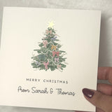 Watercolour Bow Christmas Tree Card with Gold Foil Star