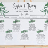 Green Foliage Table Plan, Personalised Wedding Seating Chart, A1, A2, Large Table Plan Board, Leaf Design, Wedding Decor, Wedding Signage.