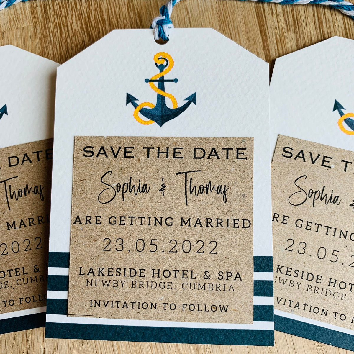 Nautical Save the Date Invitation Tag | Destination Wedding | Beach Wedding | Navy Anchor