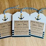 Nautical Save the Date Invitation Tag | Destination Wedding | Beach Wedding | Navy Anchor