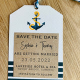 Nautical Save the Date Invitation Tag | Destination Wedding | Beach Wedding | Navy Anchor