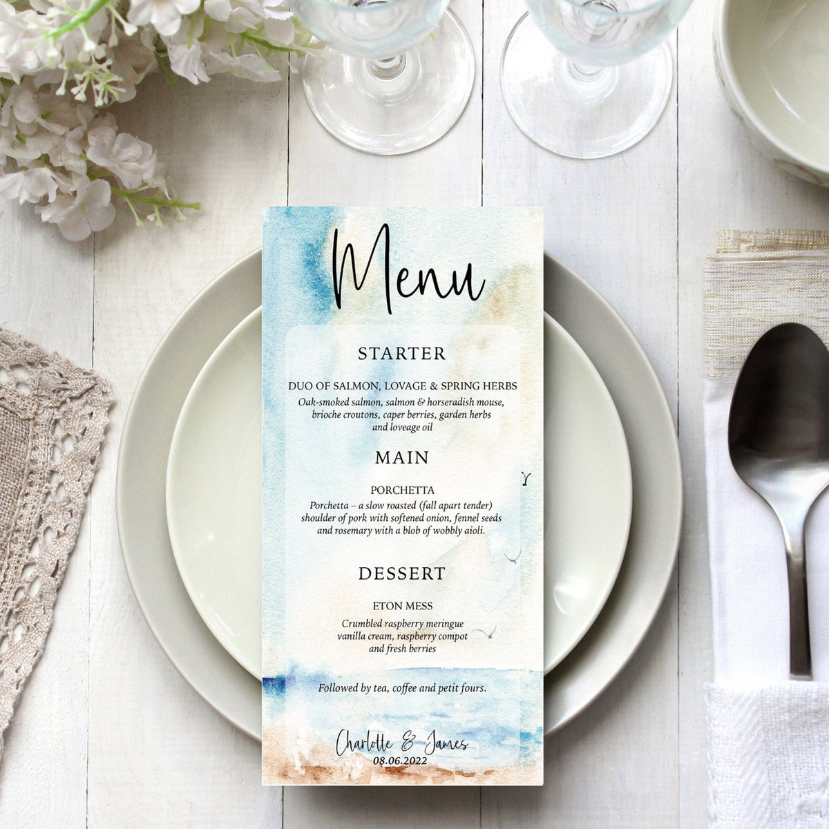 Seascape Wedding Menu | Full Matching Set