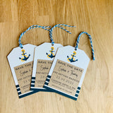 Nautical Save the Date Invitation Tag | Destination Wedding | Beach Wedding | Navy Anchor