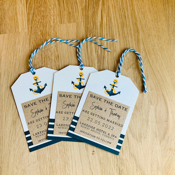 Nautical Save the Date Invitation Tag | Destination Wedding | Beach Wedding | Navy Anchor