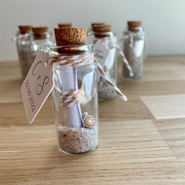 Message in a Bottle Wedding Favours | Beach Theme | Seashells | Beach Wedding | Destination Wedding | Personalised Tag and Message