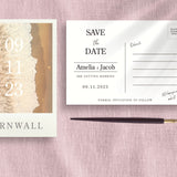 Beach Save The Date Postcard Invitations | Destination Wedding | Beach Wedding | Seaside | Abroad Wedding | Full Set Available.