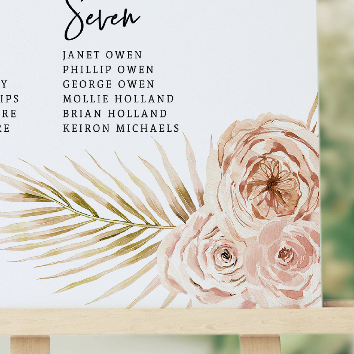 Boho Blush Floral Wedding Seating Plan, Elegant, Pampas Grass Wedding, Boho Wedding, Blush Seating Plan, Pink Roses Table Plan.