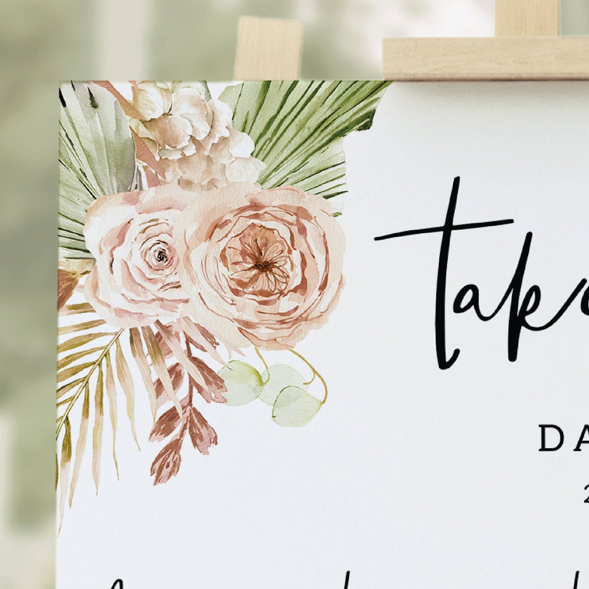 Boho Blush Floral Wedding Seating Plan, Elegant, Pampas Grass Wedding, Boho Wedding, Blush Seating Plan, Pink Roses Table Plan.