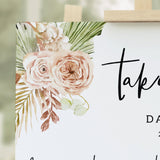 Boho Blush Floral Wedding Seating Plan, Elegant, Pampas Grass Wedding, Boho Wedding, Blush Seating Plan, Pink Roses Table Plan.