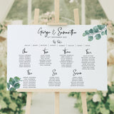 Wedding Seating Plan, Eucalyptus, Greenery Minimalist Table Plan, A1, A2, Table Plan, Elegant Wedding, Wedding Decor, Aisle Decor