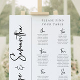 Wedding Seating Plan, Minimalist Theme, Elegant, 6mm Eco Board or 5mm Foamex board, A2 Size, Table Plan. Black & White, Classic Wedding