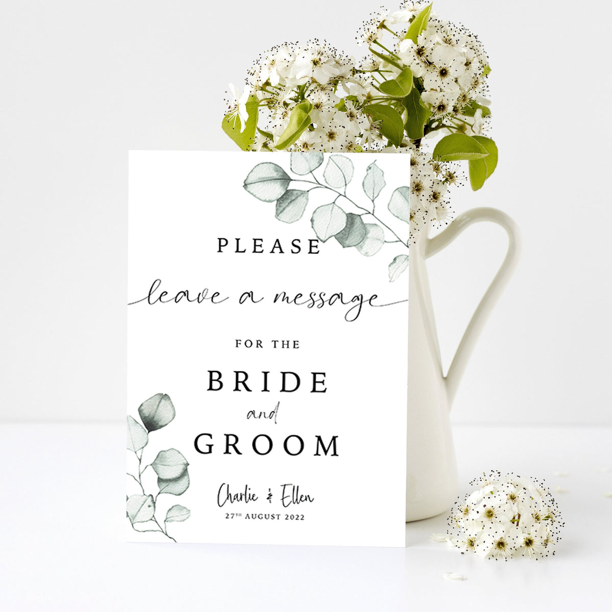 Personalised Wedding Information Signs, Eucalyptus Leaves, Flip Flops, Memorial, Guest Book, Aisle Decor, Wedding Decor, Foliage.