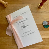 Wedding Order Of Service, 4 Page, Raw Edge Ribbon, A5, Wedding Schedule, Wedding Programs, Wedding Ceremony Booklet, Silk Ribbon.
