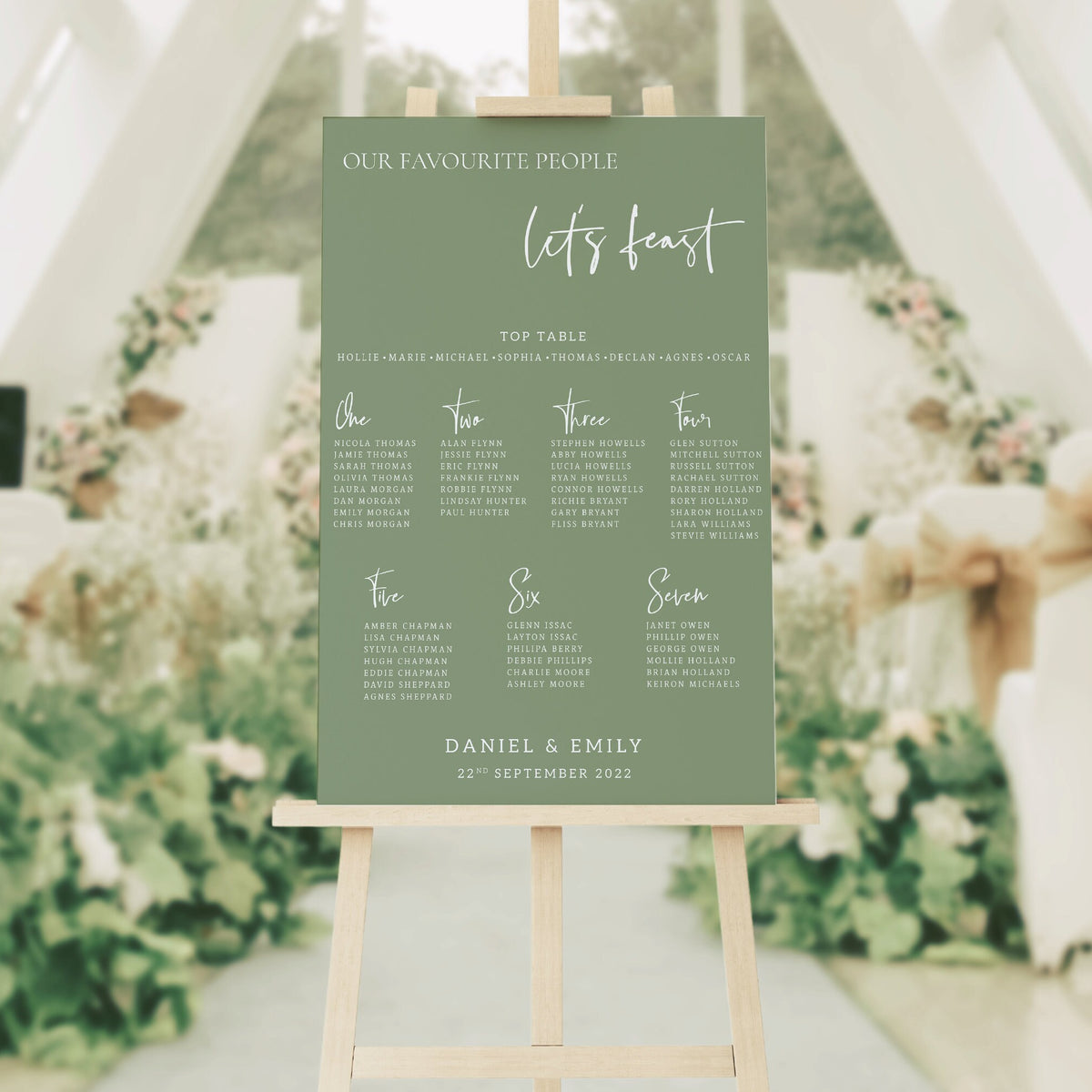 Sage Green Wedding Table Plan, Personalised Calligraphy Seating Plan, Mounted Table Plan, A1 & A2, Wedding Decor, Aisle Decor.