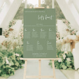 Sage Green Wedding Table Plan, Personalised Calligraphy Seating Plan, Mounted Table Plan, A1 & A2, Wedding Decor, Aisle Decor.