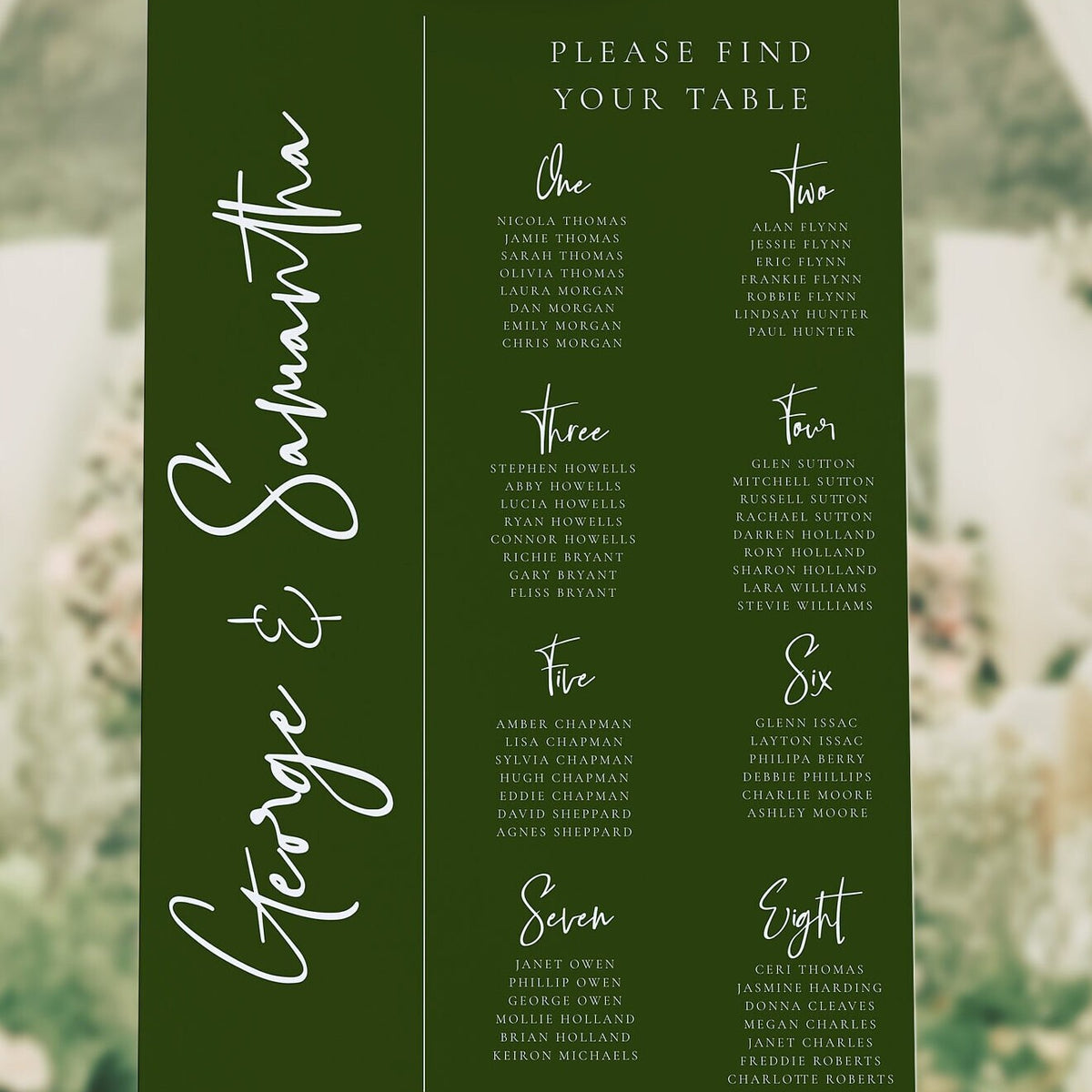 Forest Green, Wedding Table Plan, Personalised Calligraphy Seating Plan, Modern Theme, Table Plan, A1 & A2, Wedding Decor, Aisle Decor.
