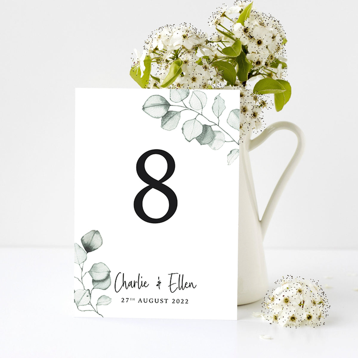 Eucalyptus Wedding Table Numbers, Double Sided, Table Number, Table Name, Wedding Table Decor, Wedding Decor, Wedding Signs, Table Cards.