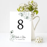 Eucalyptus Wedding Table Numbers, Double Sided, Table Number, Table Name, Wedding Table Decor, Wedding Decor, Wedding Signs, Table Cards.