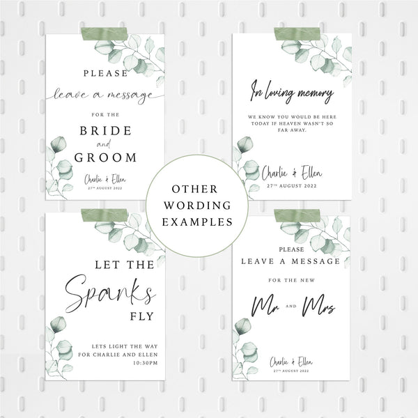 Personalised Wedding Information Signs, Eucalyptus Leaves, Flip Flops, Memorial, Guest Book, Aisle Decor, Wedding Decor, Foliage.