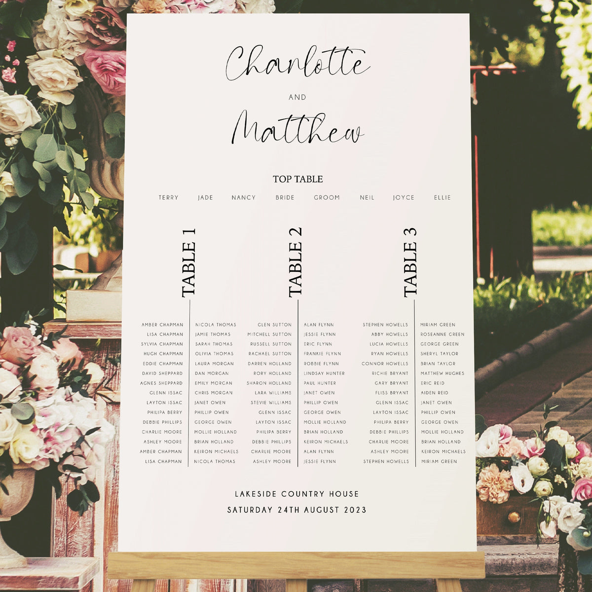 Wedding Table Plan, Personalised Calligraphy Seating Plan, Banquet Theme, Table Plan, A1 & A2, Wedding Decor, Aisle Decor, Long Tables