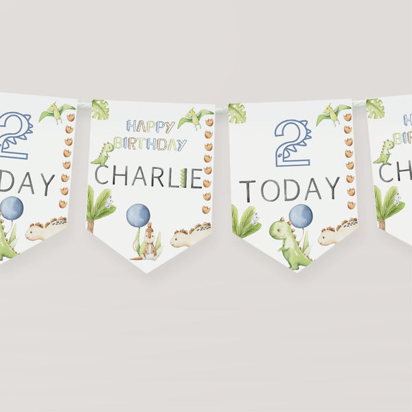 Personalised Dinosaur Birthday Bunting, Party Decor, Birthday Party, Dinosaur Birthday, Children's Party Decoration, Kids Birthday Banner,