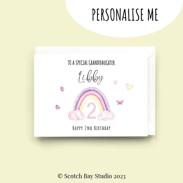 Personalised Birthday Card, Any Age, 1st, 2nd, 3rd, Granddaughter, Daughter, Niece, Sister, Special Girl, Little Princess, Keepsake Card.