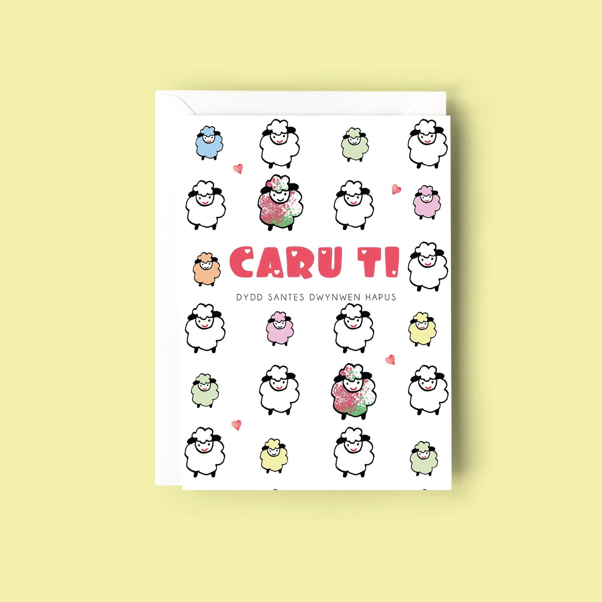 St Dwynwen Welsh Valentine's day Card, Sheep Card, Dydd Santas Dwynwen, 25th Jan, Cerdyn Cariad Cymraeg, Welsh Greeting Card, Welsh Gift.