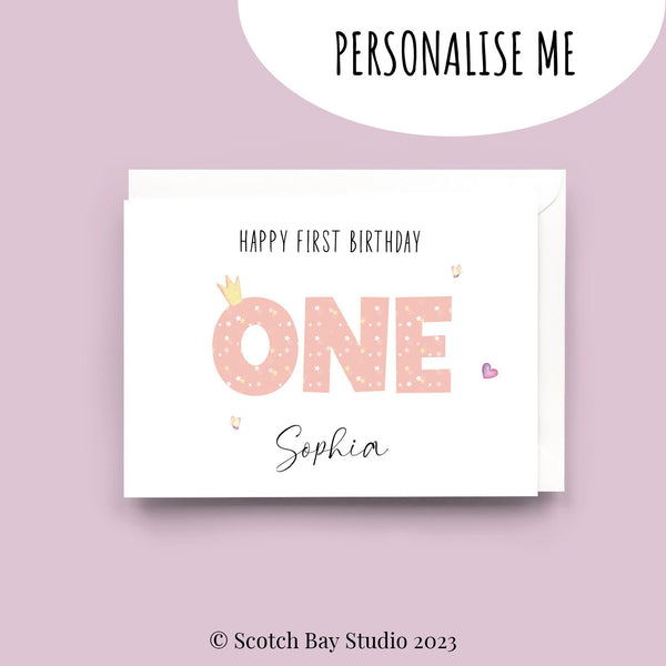 Personalised Birthday Card, Any Age, 1st, 2nd, 3rd, Granddaughter, Daughter, Niece, Sister, Special Girl, Little Princess, Keepsake Card.